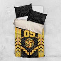 Custom Polynesia Beach Volleyball Bedding Set Gold Polynesian Tribal Pattern - Polynesian Pride