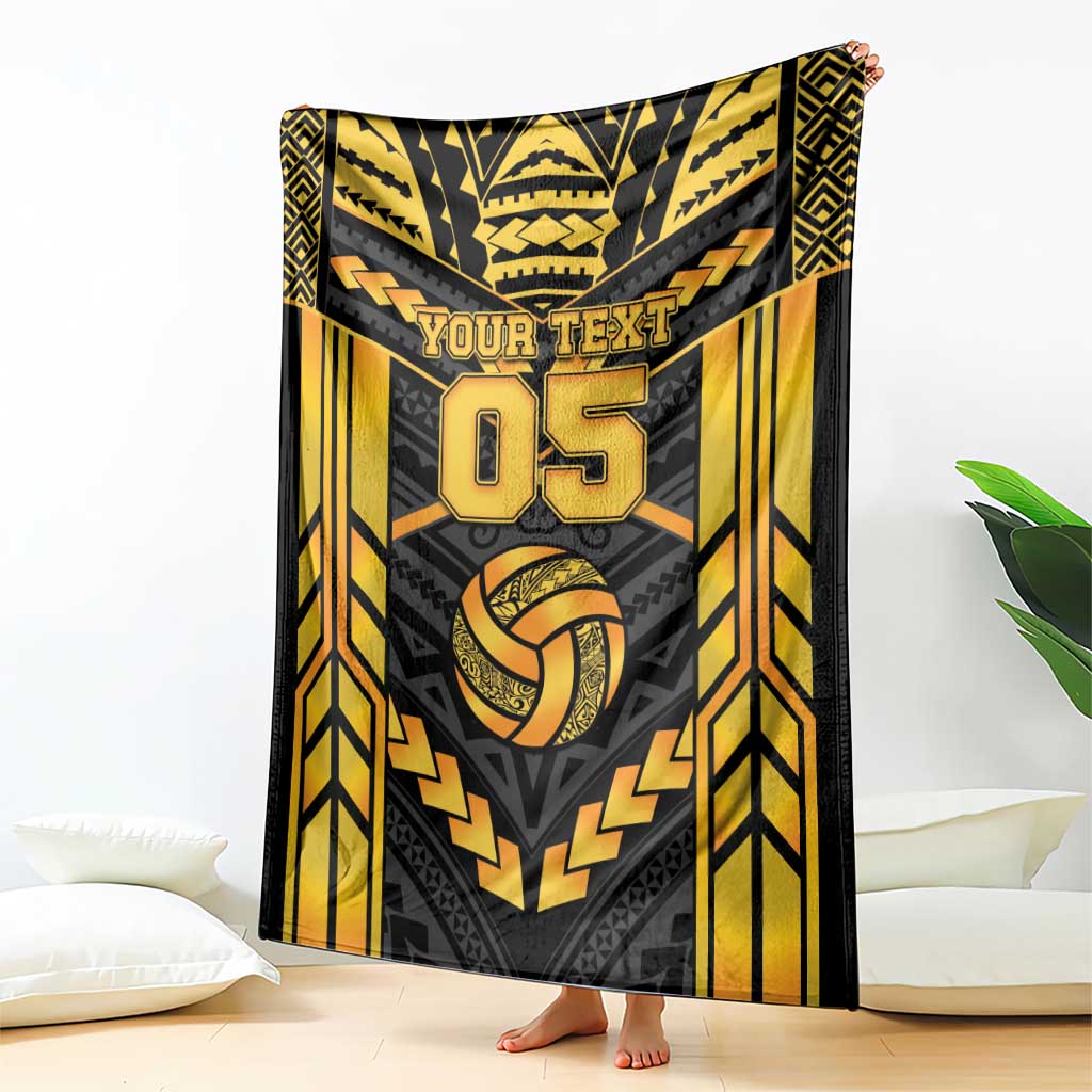 Custom Polynesia Beach Volleyball Blanket Gold Polynesian Tribal Pattern - Polynesian Pride