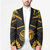 Custom Polynesia Beach Volleyball Blazer Gold Polynesian Tribal Pattern - Polynesian Pride
