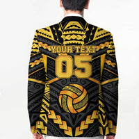 Custom Polynesia Beach Volleyball Blazer Gold Polynesian Tribal Pattern - Polynesian Pride