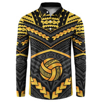 Custom Polynesia Beach Volleyball Button Sweatshirt Gold Polynesian Tribal Pattern LT05 Gold - Polynesian Pride