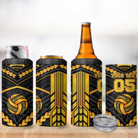 Custom Polynesia Beach Volleyball 4 in 1 Can Cooler Tumbler Gold Polynesian Tribal Pattern LT05 - Polynesian Pride