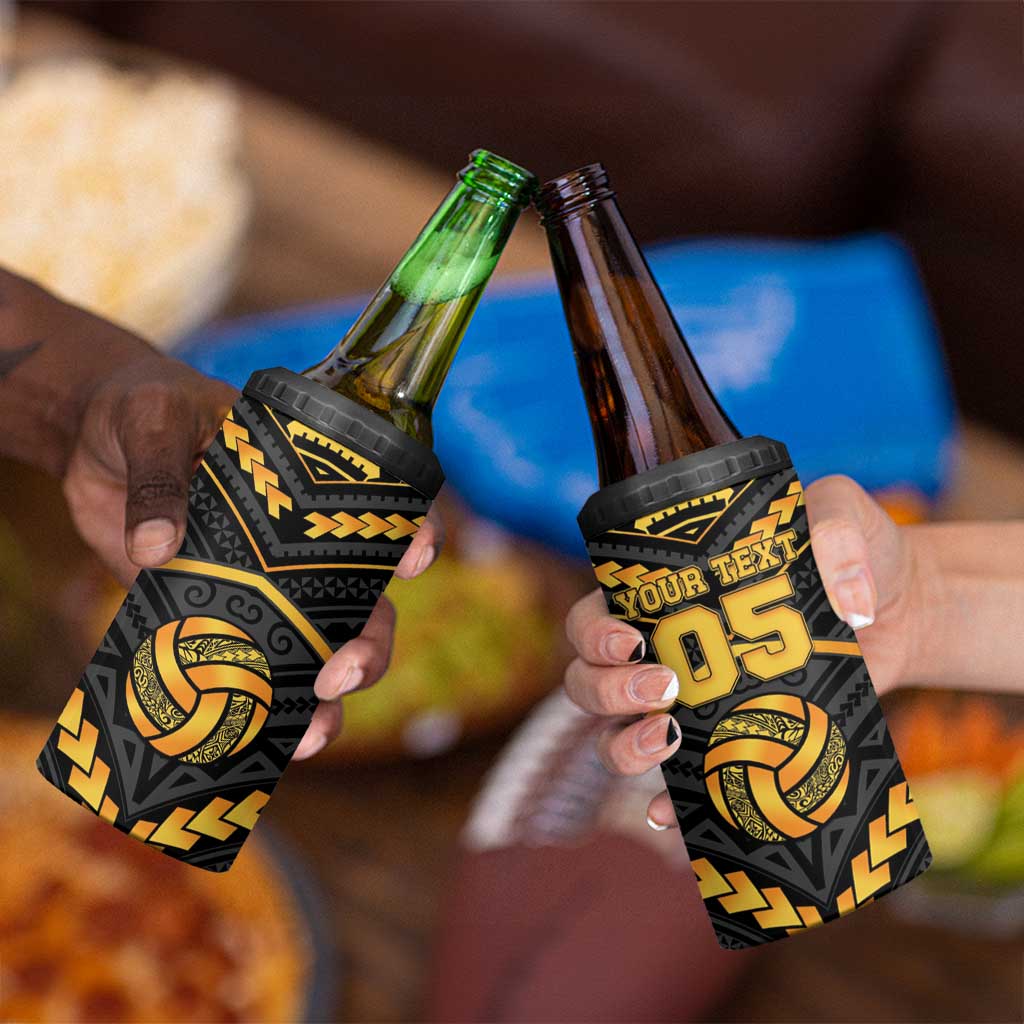 Custom Polynesia Beach Volleyball 4 in 1 Can Cooler Tumbler Gold Polynesian Tribal Pattern LT05 - Polynesian Pride