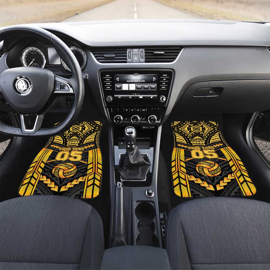 Custom Polynesia Beach Volleyball Car Mats Gold Polynesian Tribal Pattern LT05 Set 2pcs - Front Gold - Polynesian Pride