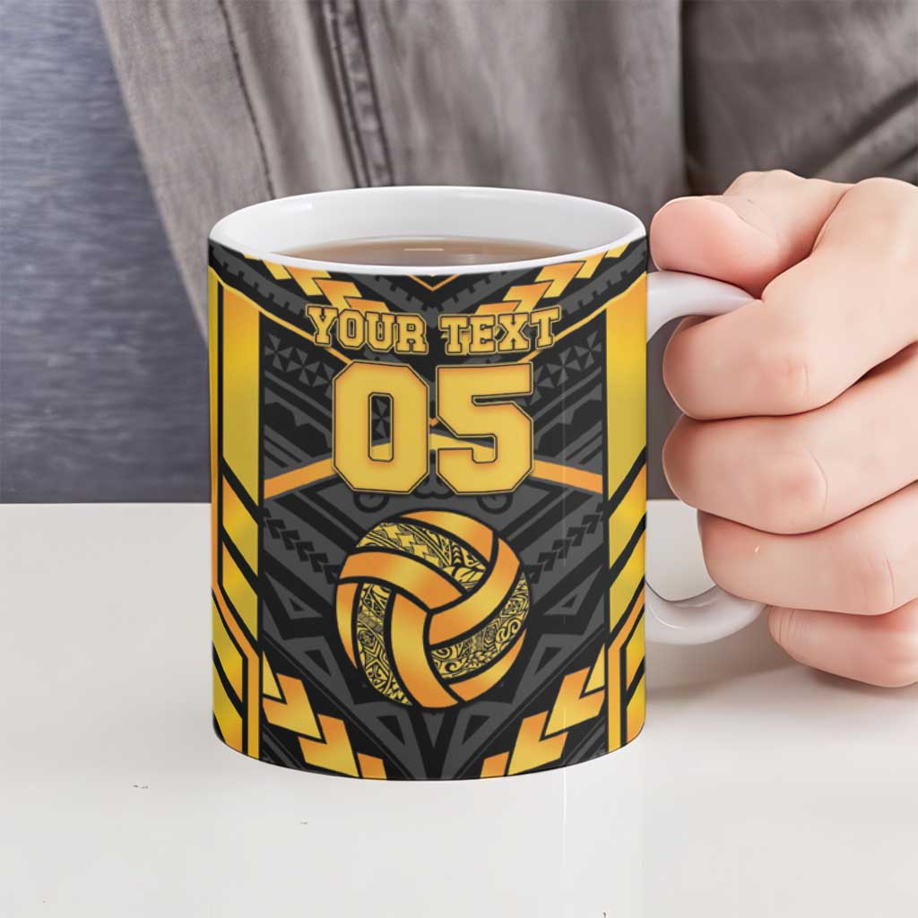 Custom Polynesia Beach Volleyball Ceramic Mug Gold Polynesian Tribal Pattern LT05 - Polynesian Pride
