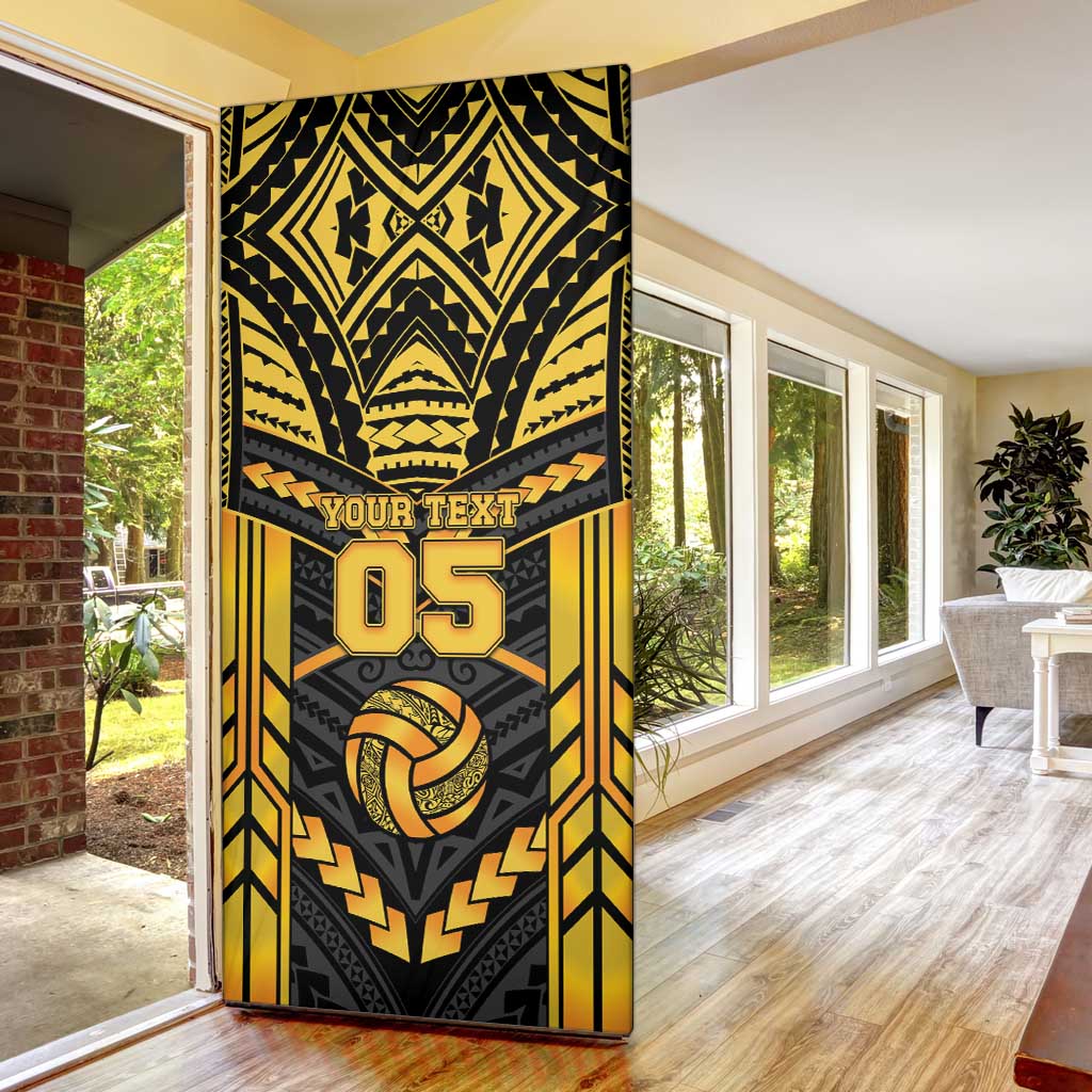 Custom Polynesia Beach Volleyball Door Cover Gold Polynesian Tribal Pattern LT05 - Polynesian Pride