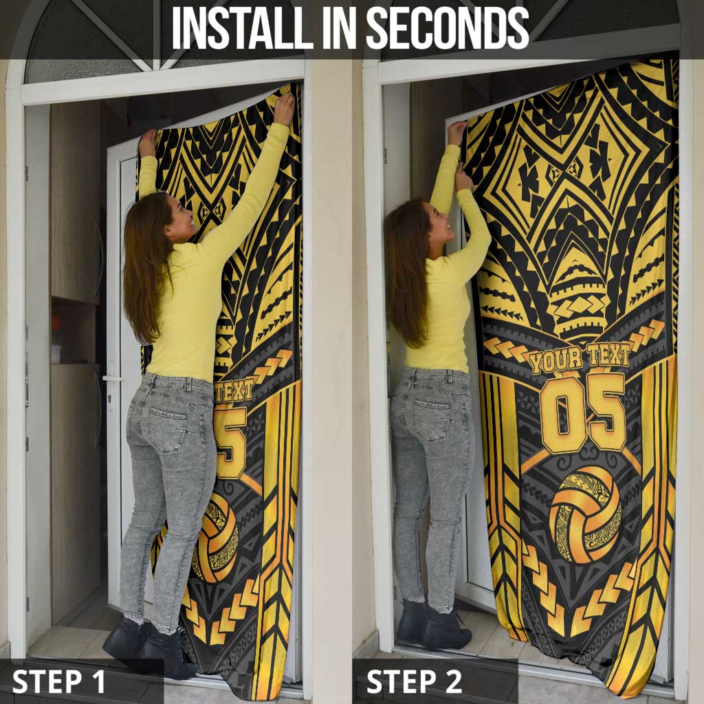 Custom Polynesia Beach Volleyball Door Cover Gold Polynesian Tribal Pattern LT05 - Polynesian Pride