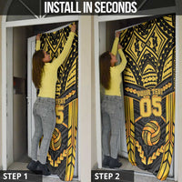 Custom Polynesia Beach Volleyball Door Cover Gold Polynesian Tribal Pattern LT05 - Polynesian Pride