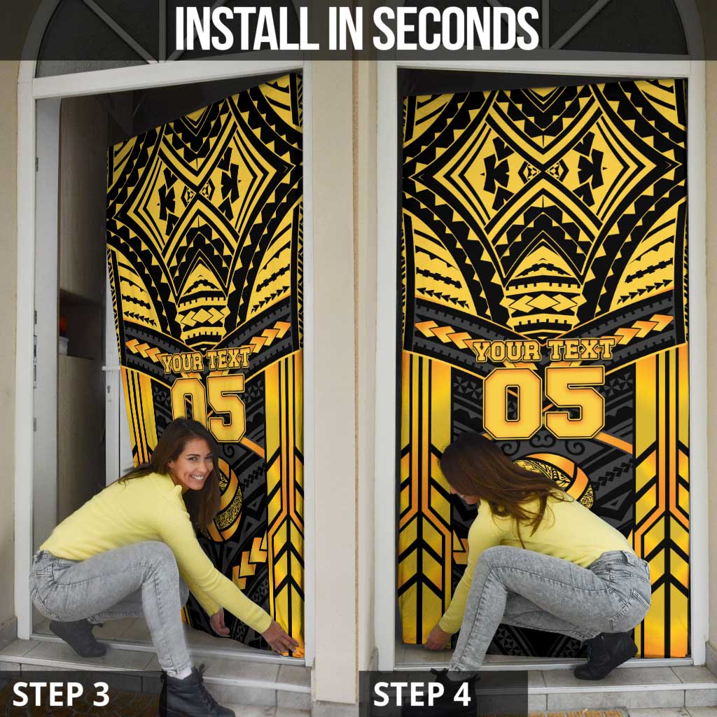 Custom Polynesia Beach Volleyball Door Cover Gold Polynesian Tribal Pattern LT05 - Polynesian Pride