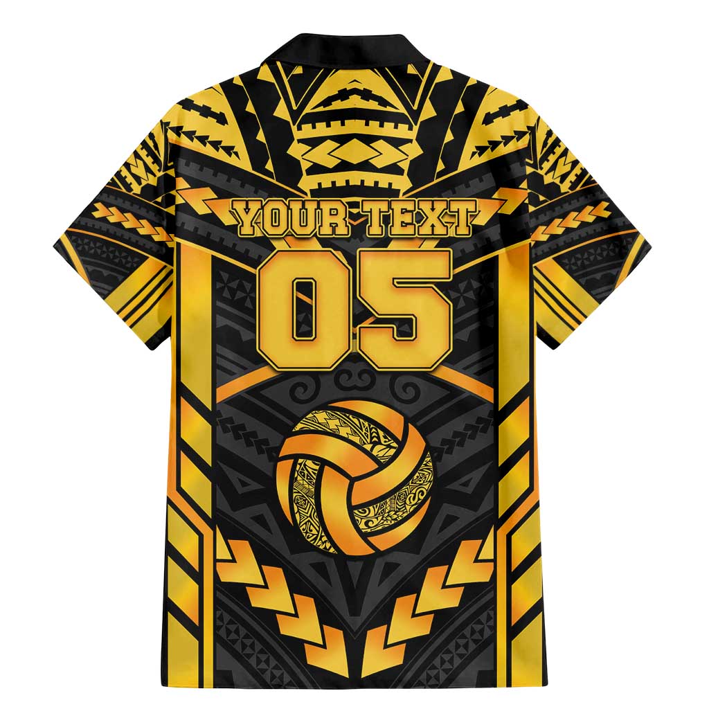 Custom Polynesia Beach Volleyball Family Matching Mermaid Dress and Hawaiian Shirt Gold Polynesian Tribal Pattern - Polynesian Pride