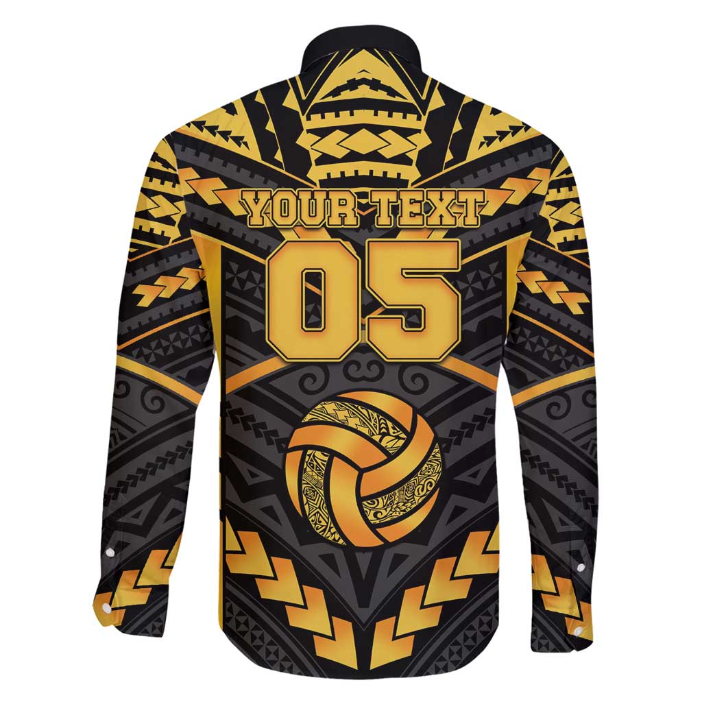 Custom Polynesia Beach Volleyball Family Matching Off Shoulder Short Dress and Hawaiian Shirt Gold Polynesian Tribal Pattern - Polynesian Pride