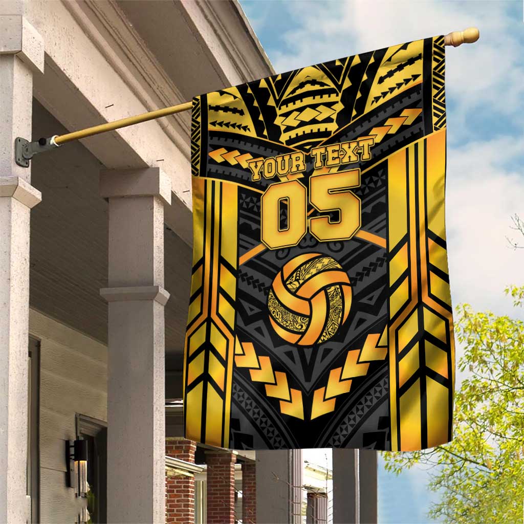 Custom Polynesia Beach Volleyball Garden Flag Gold Polynesian Tribal Pattern - Polynesian Pride