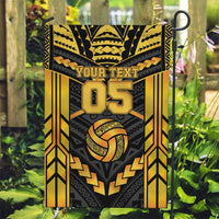 Custom Polynesia Beach Volleyball Garden Flag Gold Polynesian Tribal Pattern - Polynesian Pride