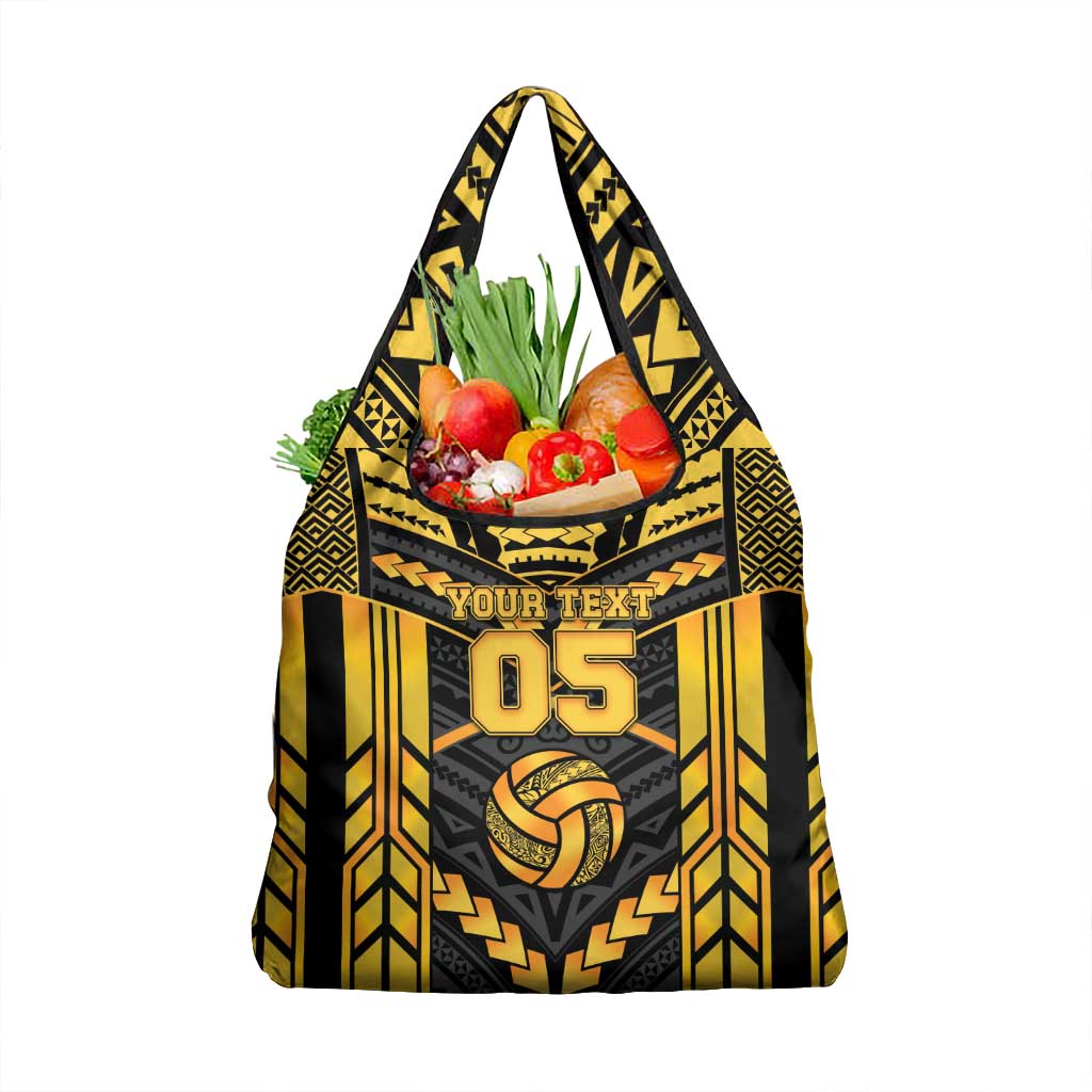 Custom Polynesia Beach Volleyball Grocery Bag Gold Polynesian Tribal Pattern - Polynesian Pride