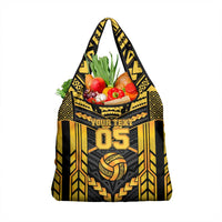 Custom Polynesia Beach Volleyball Grocery Bag Gold Polynesian Tribal Pattern - Polynesian Pride