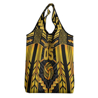 Custom Polynesia Beach Volleyball Grocery Bag Gold Polynesian Tribal Pattern - Polynesian Pride