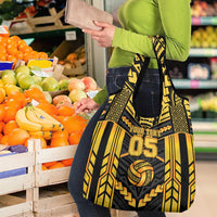 Custom Polynesia Beach Volleyball Grocery Bag Gold Polynesian Tribal Pattern - Polynesian Pride