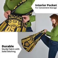 Custom Polynesia Beach Volleyball Grocery Bag Gold Polynesian Tribal Pattern - Polynesian Pride