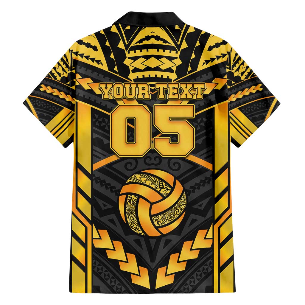 Custom Polynesia Beach Volleyball Hawaiian Shirt Gold Polynesian Tribal Pattern - Polynesian Pride