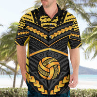 Custom Polynesia Beach Volleyball Hawaiian Shirt Gold Polynesian Tribal Pattern - Polynesian Pride