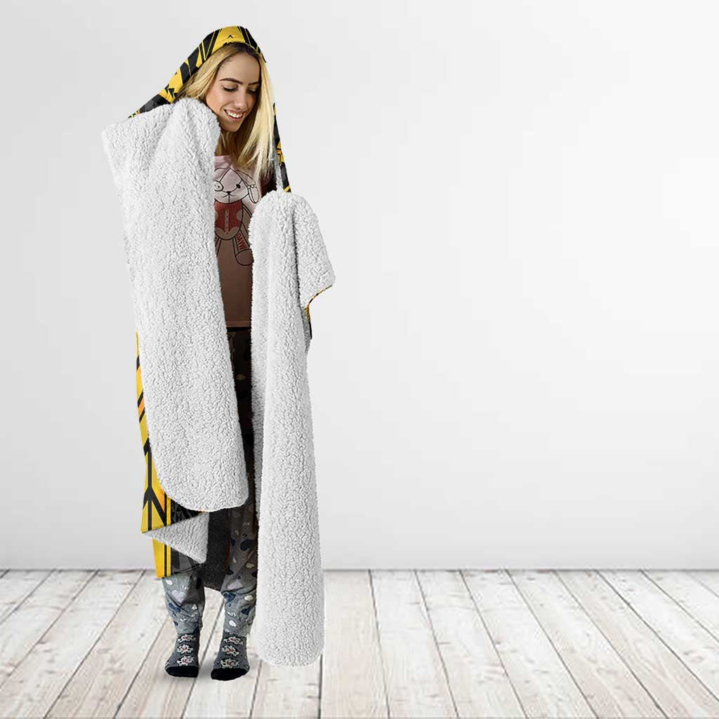 Custom Polynesia Beach Volleyball Hooded Blanket Gold Polynesian Tribal Pattern - Polynesian Pride