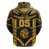 Custom Polynesia Beach Volleyball Hoodie Gold Polynesian Tribal Pattern - Polynesian Pride