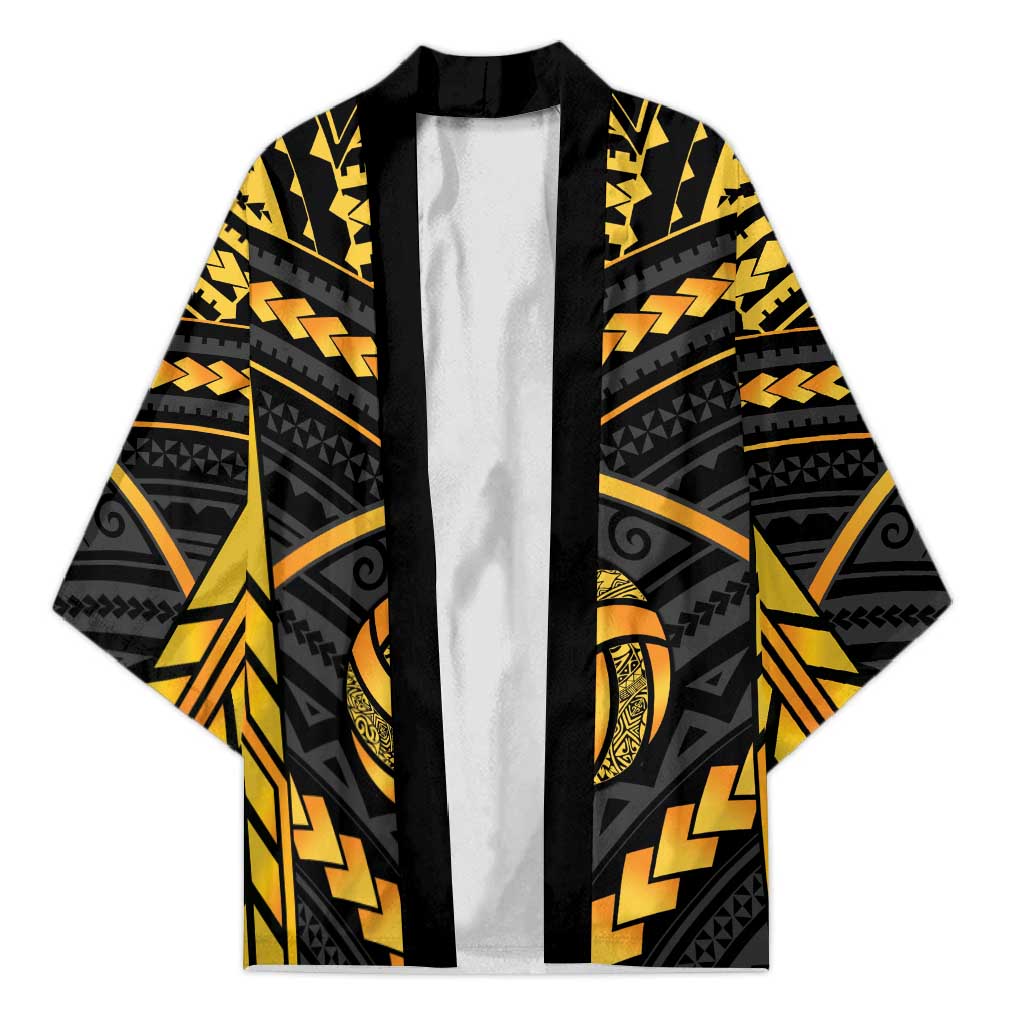 Custom Polynesia Beach Volleyball Kimono Gold Polynesian Tribal Pattern - Polynesian Pride