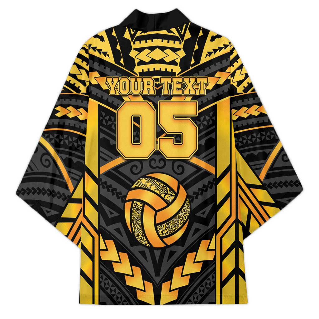 Custom Polynesia Beach Volleyball Kimono Gold Polynesian Tribal Pattern - Polynesian Pride