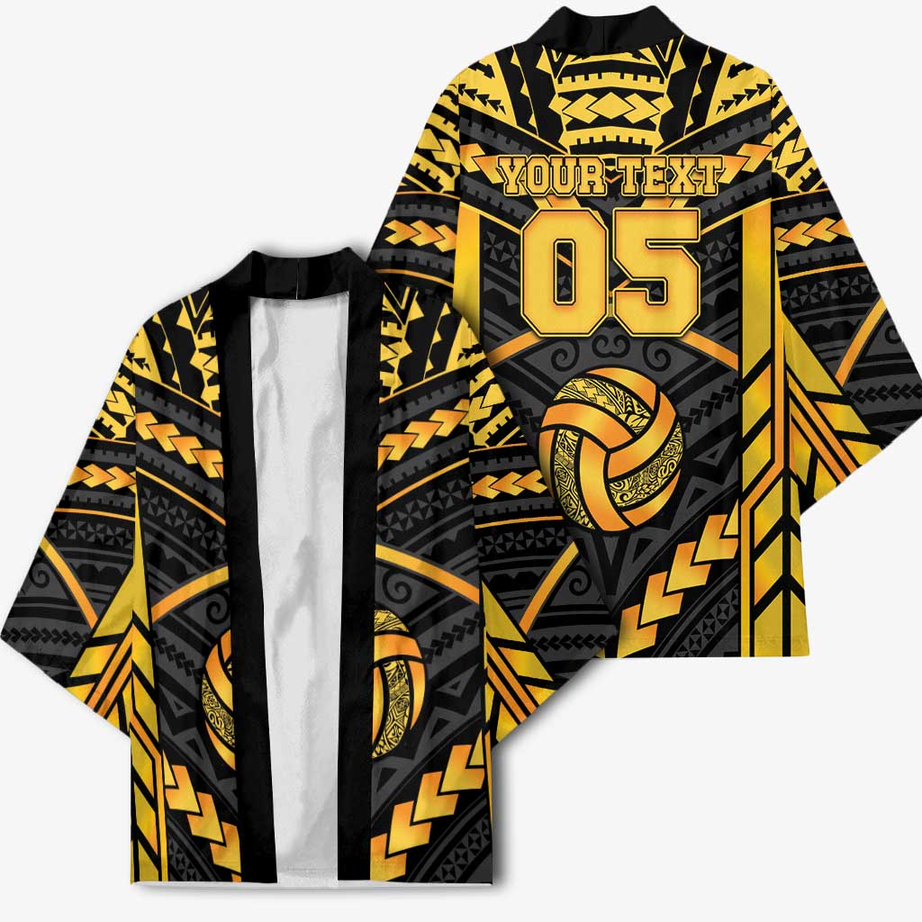 Custom Polynesia Beach Volleyball Kimono Gold Polynesian Tribal Pattern - Polynesian Pride
