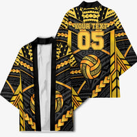 Custom Polynesia Beach Volleyball Kimono Gold Polynesian Tribal Pattern - Polynesian Pride