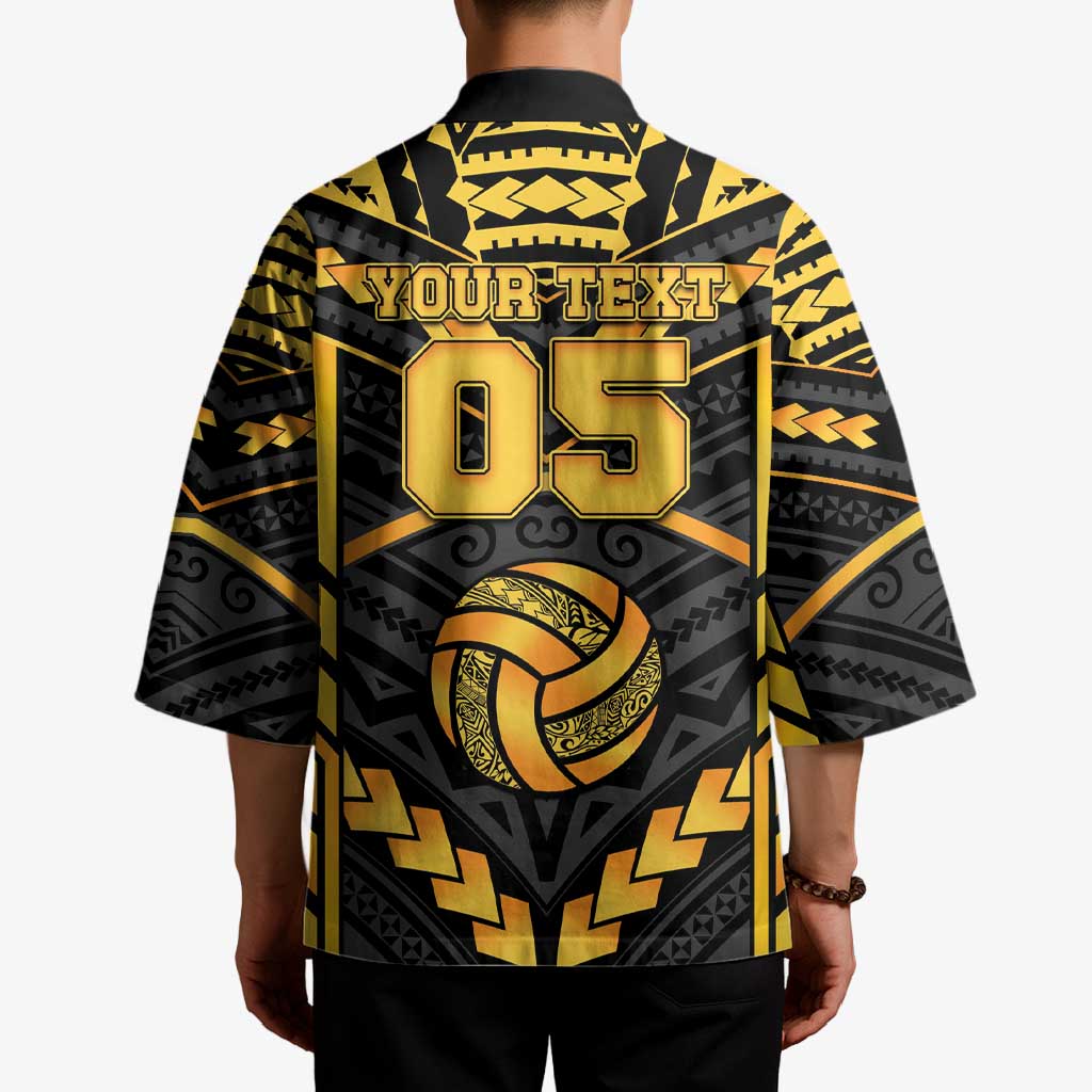 Custom Polynesia Beach Volleyball Kimono Gold Polynesian Tribal Pattern - Polynesian Pride