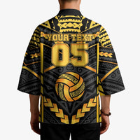 Custom Polynesia Beach Volleyball Kimono Gold Polynesian Tribal Pattern - Polynesian Pride