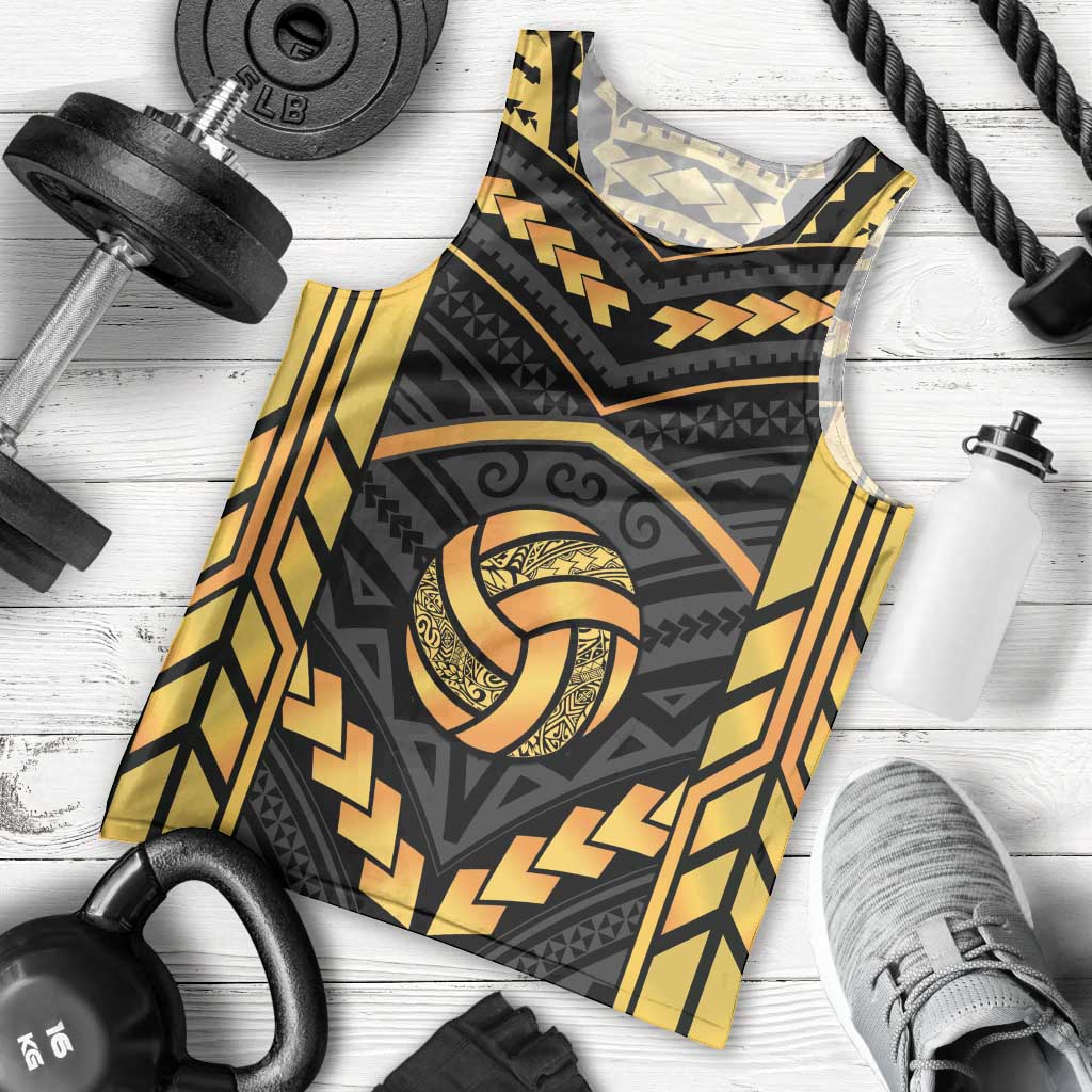 Custom Polynesia Beach Volleyball Men Tank Top Gold Polynesian Tribal Pattern LT05 - Polynesian Pride