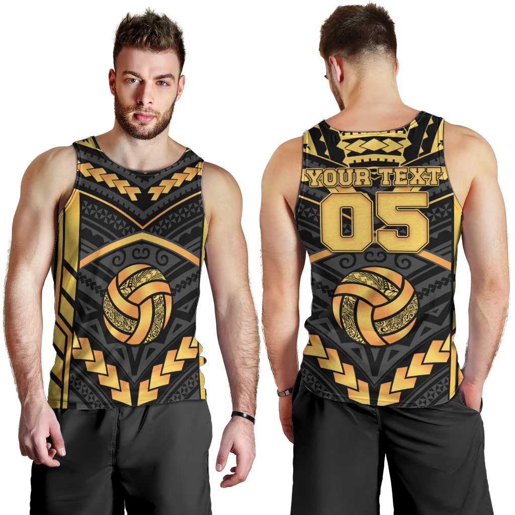 Custom Polynesia Beach Volleyball Men Tank Top Gold Polynesian Tribal Pattern LT05 - Polynesian Pride