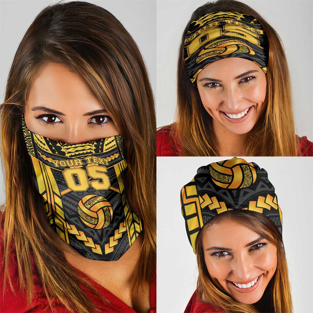Custom Polynesia Beach Volleyball Neck Gaiter Gold Polynesian Tribal Pattern LT05 - Polynesian Pride