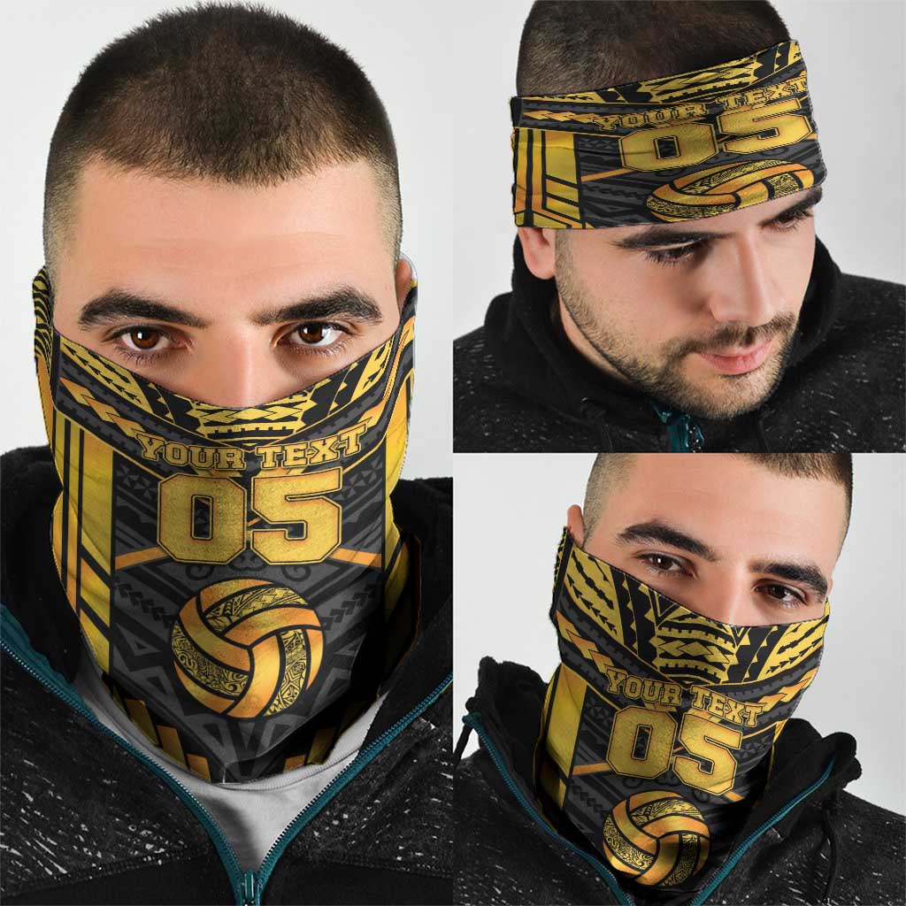 Custom Polynesia Beach Volleyball Neck Gaiter Gold Polynesian Tribal Pattern LT05 - Polynesian Pride