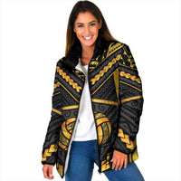 Custom Polynesia Beach Volleyball Padded Jacket Gold Polynesian Tribal Pattern LT05 Women Gold - Polynesian Pride
