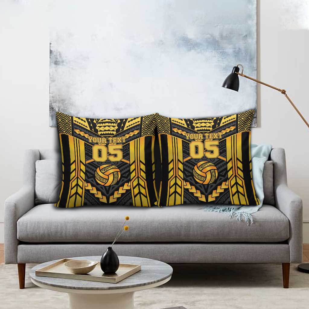 Custom Polynesia Beach Volleyball Pillow Cover Gold Polynesian Tribal Pattern - Polynesian Pride