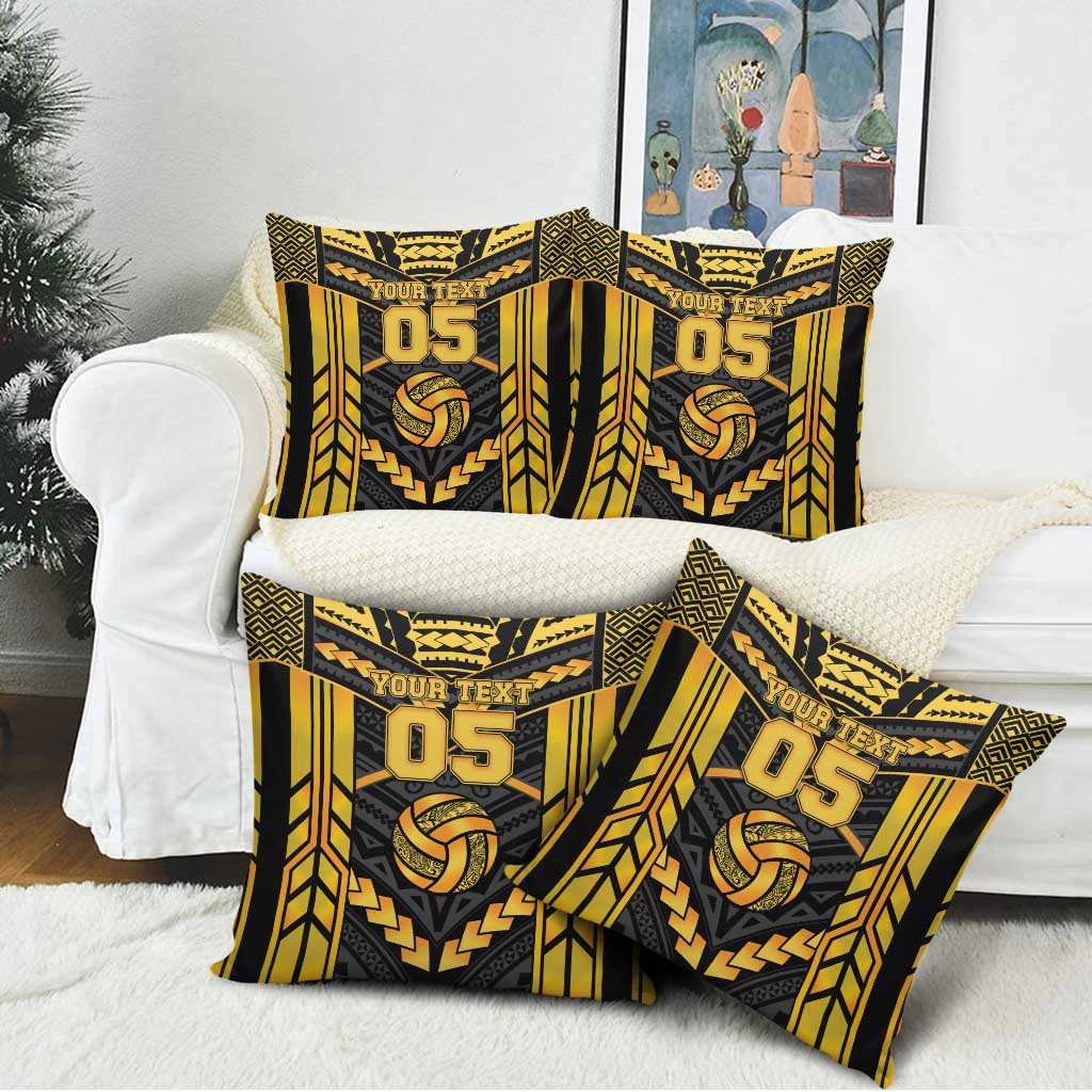 Custom Polynesia Beach Volleyball Pillow Cover Gold Polynesian Tribal Pattern - Polynesian Pride