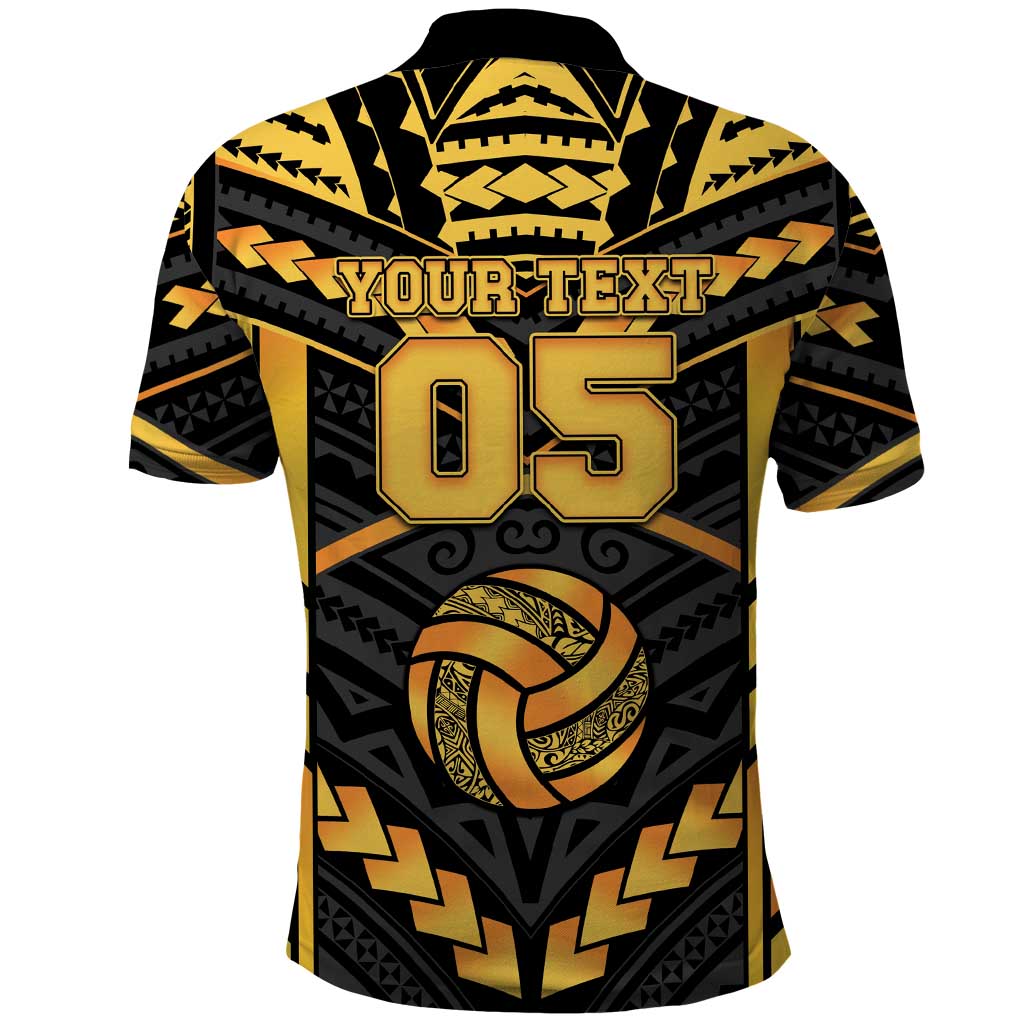 Custom Polynesia Beach Volleyball Polo Shirt Gold Polynesian Tribal Pattern LT05 - Polynesian Pride