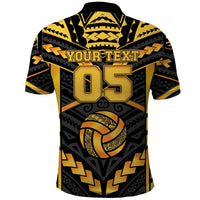 Custom Polynesia Beach Volleyball Polo Shirt Gold Polynesian Tribal Pattern LT05 - Polynesian Pride