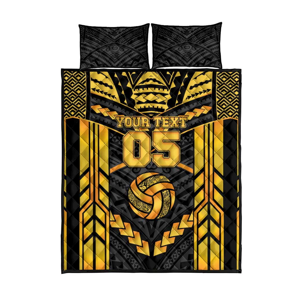 Custom Polynesia Beach Volleyball Quilt Bed Set Gold Polynesian Tribal Pattern - Polynesian Pride