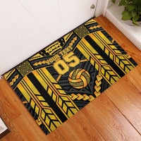 Custom Polynesia Beach Volleyball Rubber Doormat Gold Polynesian Tribal Pattern LT05 - Polynesian Pride