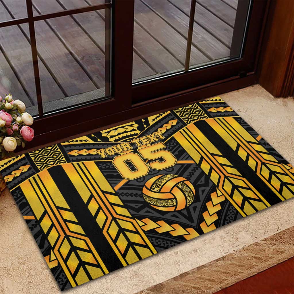 Custom Polynesia Beach Volleyball Rubber Doormat Gold Polynesian Tribal Pattern LT05 - Polynesian Pride