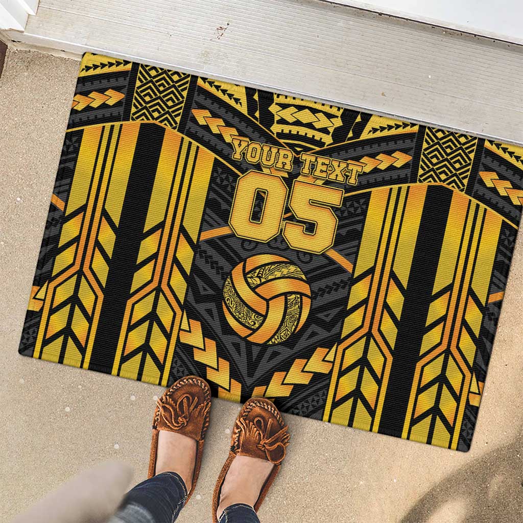 Custom Polynesia Beach Volleyball Rubber Doormat Gold Polynesian Tribal Pattern LT05 - Polynesian Pride