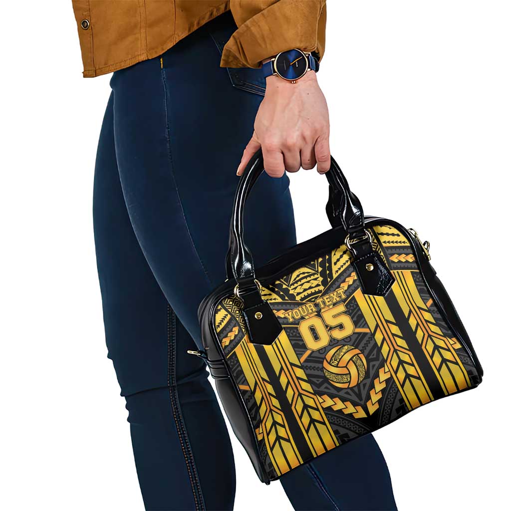 Custom Polynesia Beach Volleyball Shoulder Handbag Gold Polynesian Tribal Pattern LT05 - Polynesian Pride