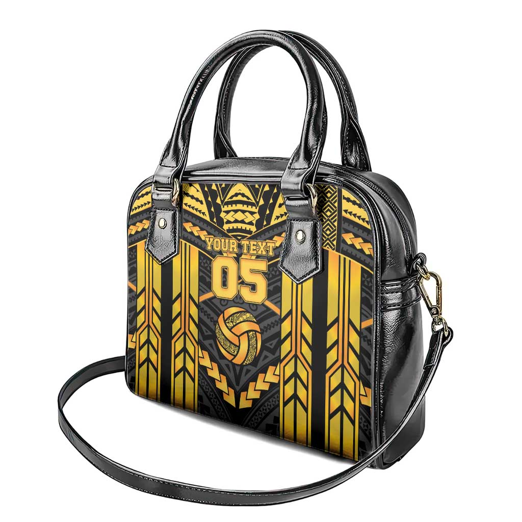 Custom Polynesia Beach Volleyball Shoulder Handbag Gold Polynesian Tribal Pattern LT05 - Polynesian Pride