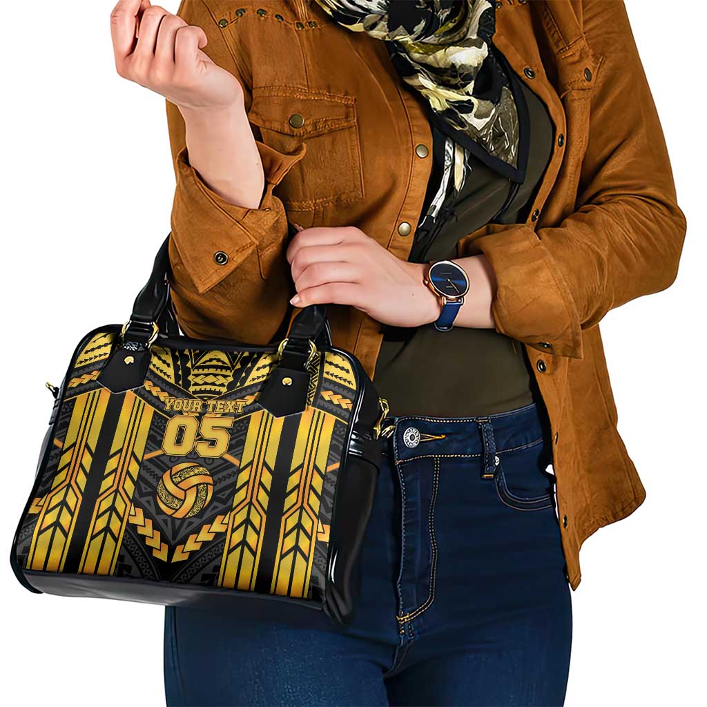 Custom Polynesia Beach Volleyball Shoulder Handbag Gold Polynesian Tribal Pattern LT05 - Polynesian Pride