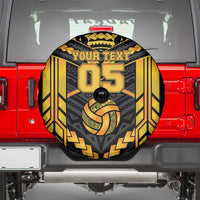 Custom Polynesia Beach Volleyball Spare Tire Cover Gold Polynesian Tribal Pattern - Polynesian Pride