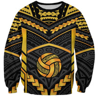 Custom Polynesia Beach Volleyball Sweatshirt Gold Polynesian Tribal Pattern LT05 Unisex Gold - Polynesian Pride